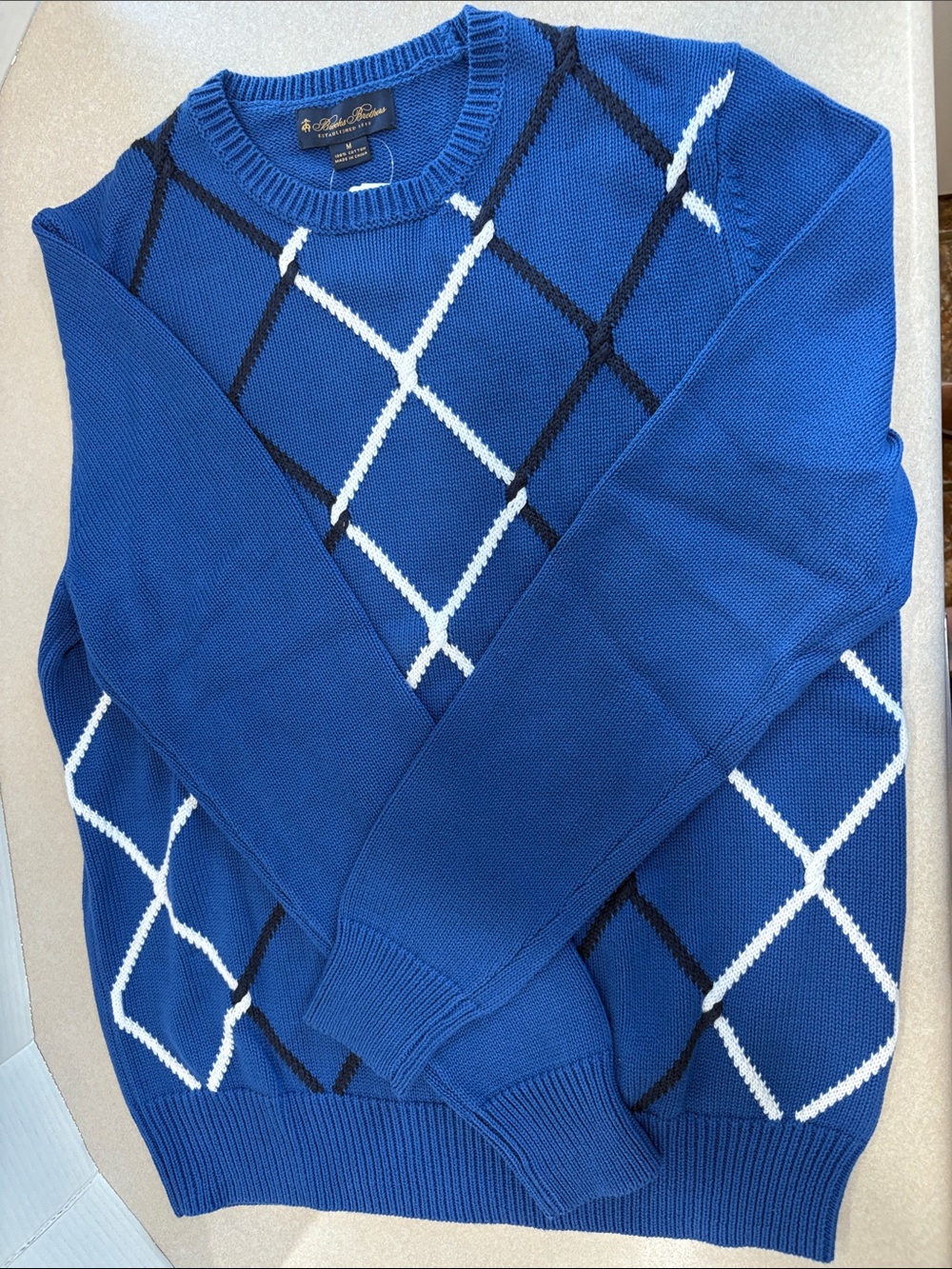 Brooks Brothers Blue Argyle Crewneck Sweater